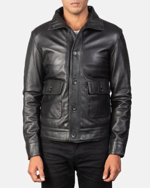 Mariner Black Leather Bomber Jacket